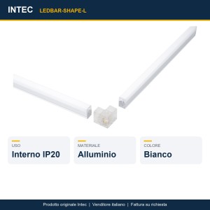 Connettore a L per barra LED SHAPE Bianco Intec - foto 2
