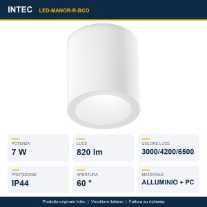 Plafoniera LED rotonda 7W CCT 3000/4200/6500K bianca Intec MANOR - foto 2