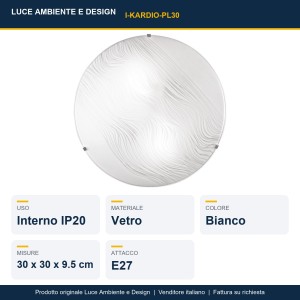 Plafoniera 30 cm 2xE27 in vetro bianco KARDIO Luce Ambiente e Design - foto 2