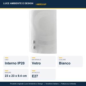 Applique da interno E27 vetro bianco 23 cm Luce Ambiente e Design MIRO' - foto 2
