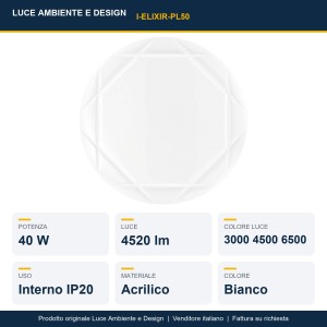 Plafoniera LED 40W CCT 3000-6500K bianca Luce Ambiente e Design ELIXIR - foto 2