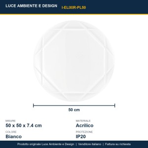 Plafoniera LED 40W CCT 3000-6500K bianca Luce Ambiente e Design ELIXIR - foto 3