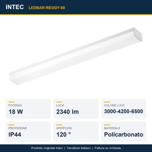 Barra LED sottopensile 18W 3000-4200-6500K 59cm IP44 Intec REGGY - foto 2