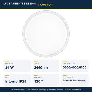 Plafoniera LED 24W CCT 3000/4000/6500K Ø40 cm bianca Luce Ambiente e Design - foto 2