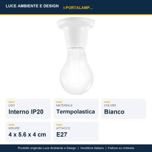 Portalampade E27 bianco DOBLEAU - Luce Ambiente e Design - foto 2