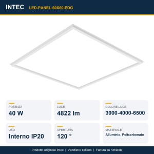 Pannello LED 40W CCT 3000-4000-6500K 59,1cm Bianco Intec - foto 2