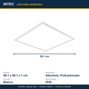 Pannello LED 40W CCT 3000-4000-6500K 59,1cm Bianco Intec - foto 3