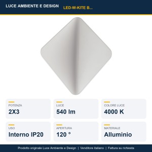 Applique LED 2x3W 4000K bianca Luce Ambiente e Design KITE - foto 2