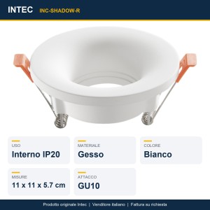 Incasso rotondo in gesso verniciabile GU10 bianco Intec SHADOW - foto 3