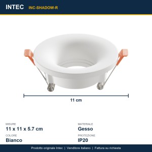 Incasso rotondo in gesso verniciabile GU10 bianco Intec SHADOW - foto 4
