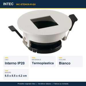 Struttura per faretto da incasso rotonda bianca, foro quadrato 8,5 cm Intec STENOS - foto 3
