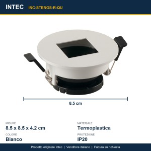 Struttura per faretto da incasso rotonda bianca, foro quadrato 8,5 cm Intec STENOS - foto 4