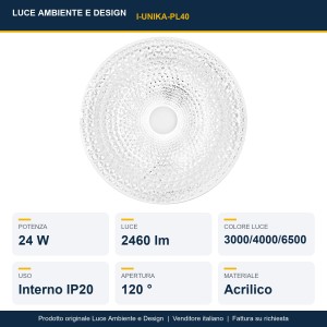 Plafoniera LED 24W CCT bianca Ø39 cm Luce Ambiente e Design UNIKA - foto 2