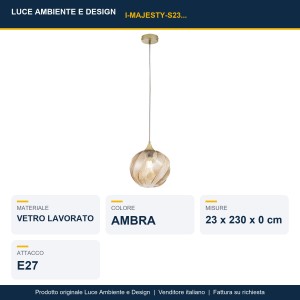 Sospensione in vetro ambra 1 luce E27 Luce Ambiente e Design MAJESTY - foto 2