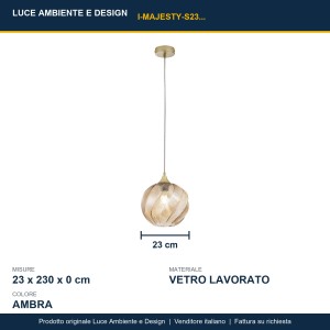 Sospensione in vetro ambra 1 luce E27 Luce Ambiente e Design MAJESTY - foto 3