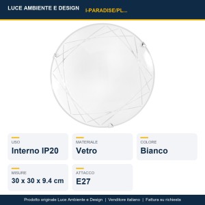 Plafoniera in vetro bianco Ø30 cm 2 luci E27 Luce Ambiente e Design - foto 2