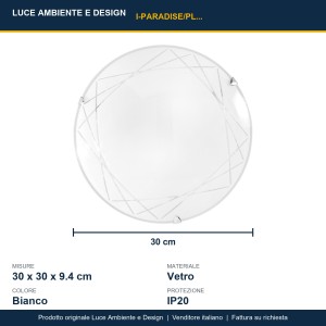 Plafoniera in vetro bianco Ø30 cm 2 luci E27 Luce Ambiente e Design - foto 3