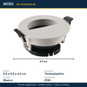 Struttura per faretto da incasso STENOS rotonda bianca 8,5 cm Intec - foto 4