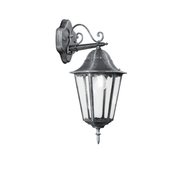 Applique da esterno IP44 nera/argento E27 Intec FIRENZE