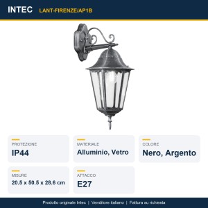 Applique da esterno IP44 nera/argento E27 Intec FIRENZE - foto 2