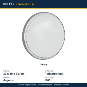 Plafoniera da esterno LED 28W 4000K IP65 argento Intec - foto 3