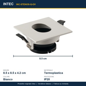 Struttura per faretto da incasso STENOS quadrata bianca foro ovale 8,5 cm Intec - foto 4