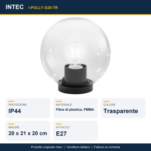 Lume da esterno IP44 E27 trasparente Intec POLLY - foto 2