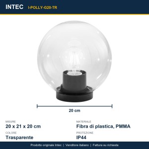 Lume da esterno IP44 E27 trasparente Intec POLLY - foto 3