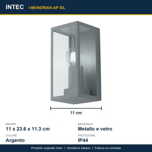 Applique da esterno E27 IP44 argento Intec MONDRIAN - foto 3