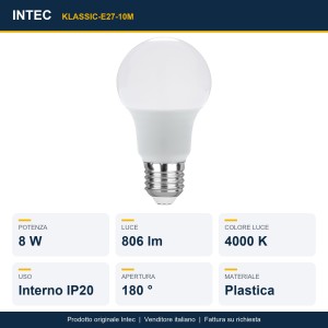 Lampadina LED E27 8W 4000K Intec - foto 2