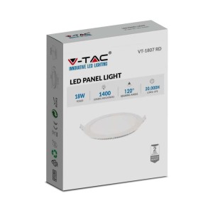 Pannello LED 18W Rotondo da Incasso 210mm Bianco V-TAC VT-1807-N - foto 4