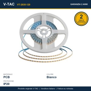 Striscia LED SMD2835 8W/m 24V 5m 120 LED/m 3mm V-TAC VT-2835-120 - Bobina da 5 m - foto 9