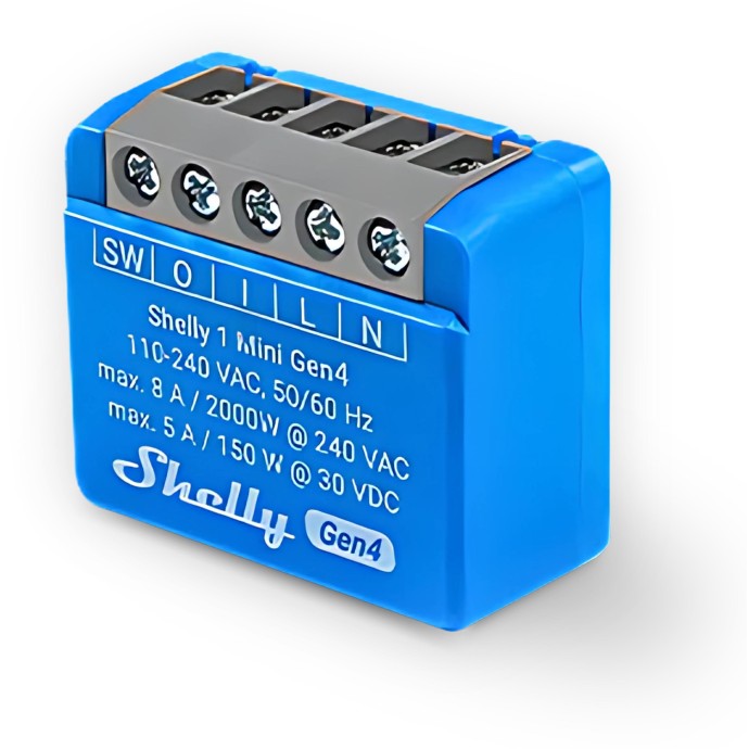 Shelly 1 Mini Gen4 - Smart Relay contatto pulito 8A AC/DC WiFi/BT/Matter/Zigbee Shelly 1 Mini Gen4 - Smart Relay contatto pulito 8A AC/DC WiFi/BT/Matter/Zigbee