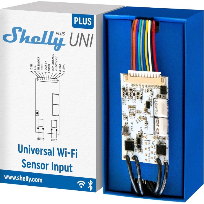 Shelly Plus Uni | Modulo Intelligente con Contatti Puliti Gestito via Wi-Fi e BL Shelly Plus Uni | Modulo Intelligente con Contatti Puliti Gestito via Wi-Fi e BL