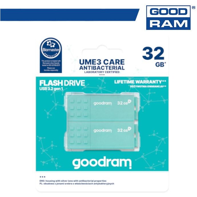 Pendrive GoodRAM 32GB UME3 CARE - ANTIBATTERICA - USB 3.0 - 2-pack Pendrive GoodRAM 32GB UME3 CARE - ANTIBATTERICA - USB 3.0 - 2-pack