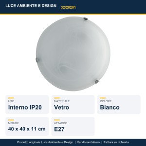Plafoniera 2 luci E27 in vetro bianco DUNA Luce Ambiente e Design - foto 2