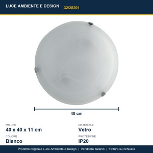 Plafoniera 2 luci E27 in vetro bianco DUNA Luce Ambiente e Design - foto 3