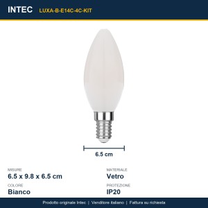 Kit 3 lampadine LED E14 filamento 4W 400lm 2700K Intec - foto 3