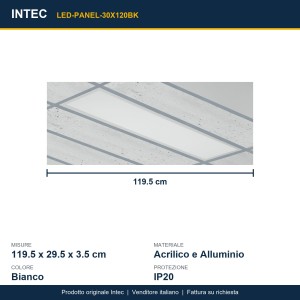 Pannello LED 40W 4000K 30x120 cm Intec - foto 3