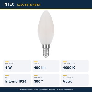 Lampadine LED E14 4W 4000K 400lm, kit da 3 Intec - foto 2