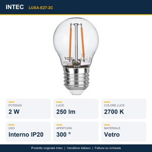 Lampadina LED E27 Filamento COB 2W 2700K Intec - foto 2