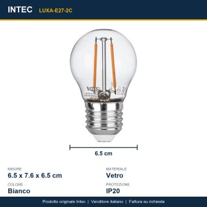 Lampadina LED E27 Filamento COB 2W 2700K Intec - foto 3