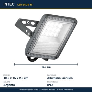 Proiettore LED da esterno 10W CCT IP65 argento Intec - foto 3