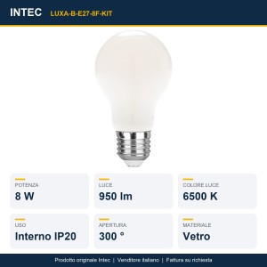 Kit 3 Lampadine LED E27 8W 6500K Intec - foto 2