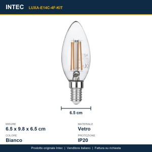 Kit 3 lampadine LED E14 4W 6500K Intec - foto 3