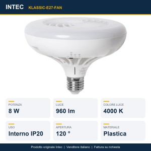 Lampadina LED con ventilatore E27 8W 4000K Intec - foto 2