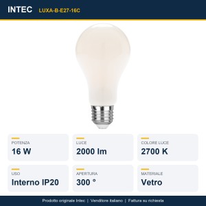 Lampadina LED filamento COB E27 16W 2700K 2000lm Intec - foto 2