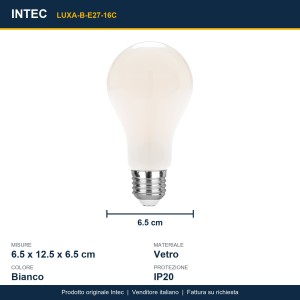 Lampadina LED filamento COB E27 16W 2700K 2000lm Intec - foto 3