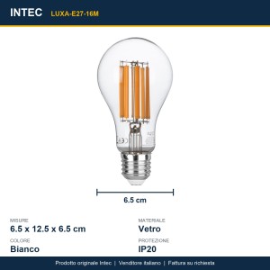 Lampadina LED E27 Filamento COB 16W 4000K 2300lm Intec - foto 3