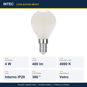 Kit di 3 lampadine LED E14 Globo Filamento 4W 4000K Intec - foto 2